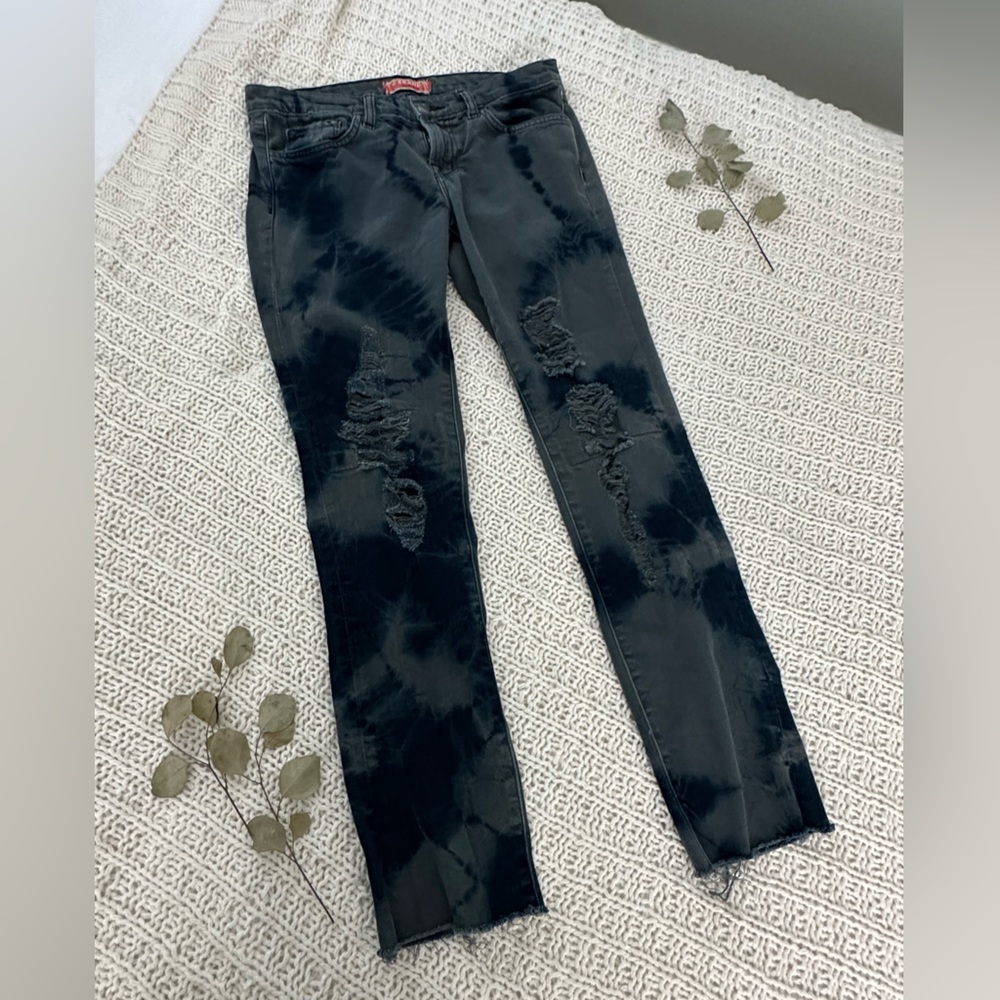 J Brand Boutique Tie Dye Distressed Skinny Jeans